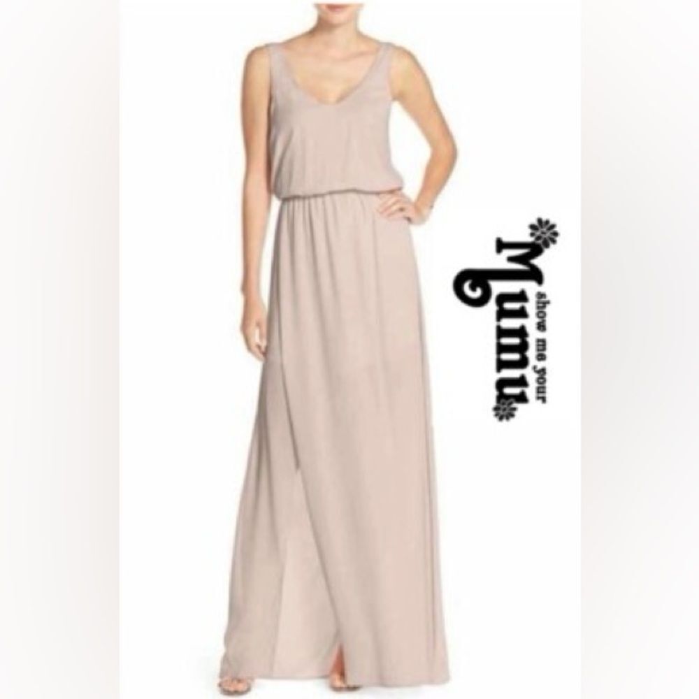 Show Me Your Mumu Kendall Sleeveless Maxi Dress with Slit Dune Chiffon Size M